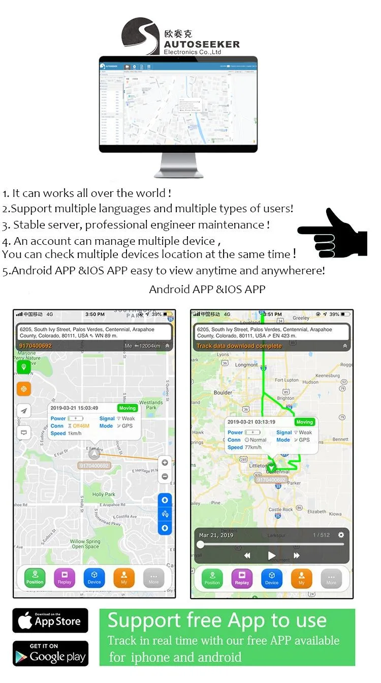 Autoseeker Solar GPS Tracker with Big Battery Long Standby